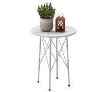 Outsunny Tavolo Rotondo da Giardino, Gambe Regolabili, Ø40x50 cm, Bianco