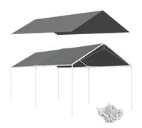 Outsunny Telo di Ricambio 6x3 m Anti-UV per Carport Auto con Corde Elastiche, Copertura Sostitutiva per Posto Auto in Polietilene, Anti UV, Grigio Scuro