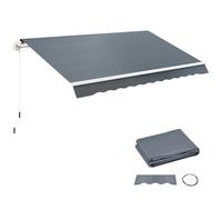 Outsunny Telo per tende da sole con balze, impermeabile, ricambio per 4 x 3 m, tessuto per tende da sole, protezione solare per giardino, balcone, cortile, grigio