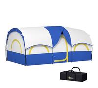 Outsunny Tenda a tunnel familiare per 4-6 persone impermeabile 3000 mm pieghevole con 2 camere da letto borsa da trekking 435x251x195 cm blu e bianco