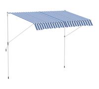 Outsunny Tenda avvolgibile da Sole a Bracci per balcone con Manovella e Pali di Supporto, 3x1.5m, Blu e Bianco Aosom Italy