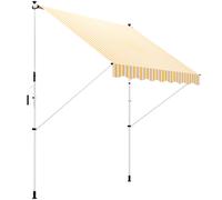 Outsunny Tenda avvolgibile da Sole per Esterno con Manovella, Struttura in Metallo e Pali di Supporto, 300x150cm, Giallo e Bianco Aosom Italy