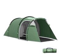 Outsunny Tenda Campeggio a Tunnel per 2-3 Persone, Tenda Campeggio Familiare 3 Posti con Zona Soggiorno e Camera da Letto, Porte, Finestre Laterali e Borsa di Trasporto, 426x206x154 cm, Verde Scuro
