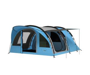 Outsunny Tenda Campeggio a Tunnel per 2-4 Persone Alta 200cm con 2 Stanze, Impermeabile 3000mm per Trekking, Azzurro Aosom Italy