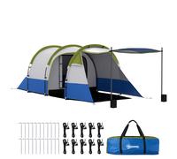 Outsunny Tenda da Campeggio 2-4 Posti Impermeabile con 2 Aree e 3 Ingressi