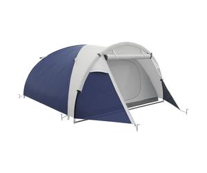 Outsunny Tenda da campeggio 3/4 persone a cupola leggera e ventilata con porte con zip 320 x 240 x 130 cm blu scuro grigio chiaro