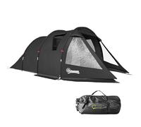 Outsunny Tenda da Campeggio 3 Posti con 2 Stanze interne con Finestre e Coperture, Borsa da Trasporto Inclusa, 475x264x172cm, Nero