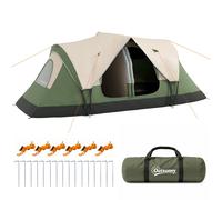 Outsunny Tenda da Campeggio 3 Posti con 2 Stanze Separate Verde Scuro
