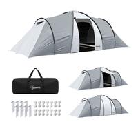 Outsunny Tenda da Campeggio 4 Posti con 2 Camere e Baldacchino 590x245x193cm