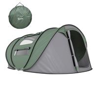 Outsunny Tenda da Campeggio 4 Posti Impermeabile 2 Porte e 4 Finestre Arancio
