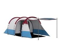 Outsunny Tenda da Campeggio a Tunnel per 3 Persone con 2 Stanze, Tenda Famigliare da Trekking Pesca con Camera da letto, Soggiorno, Telo di Fondo Cucito, Borsa di Trasporto, 420x200x150 cm, Rosso