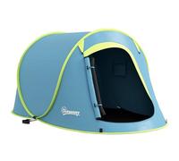 Outsunny Tenda da Campeggio Impermeabile 2-3 Posti, Tenda Pop Up con Borsa da Trasporto e Accessori, 245x148x105 cm, Blu