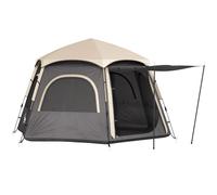 Outsunny Tenda da campeggio istantanea, per 2/3/4 persone, facile da installare, tenda per famiglie con vestibolo, Rainfly, 4 finestre in rete e 2 porte, design esagonale, impermeabile, protezione UV