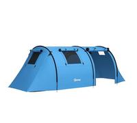 Outsunny Tenda da campeggio per 3-4 persone, grande tenda familiare con camera da letto e soggiorno, impermeabile 3000 mm, portatile, con borsa, per pesca, escursionismo, festival, azzurro cielo