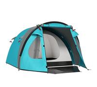 Outsunny Tenda da Campeggio per 3 Persone con Camera e Veranda, Tenda da Trekking a Casetta Impermeabile 3000mm e Borsa di Trasporto, Azzurro