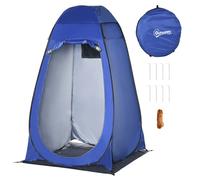 Outsunny Tenda Doccia da Campeggio Spiaggia ed Esterni, Spogliatoio Portatile con Porta a Cerniera, Borsa per Trasporto e Tasca Portaoggetti, 126x124x189 cm, Blu Scuro