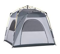 Outsunny Tenda da campeggio per famiglie 4 persone Tenda a cupola impermeabile leggera, ventilata Facile da montare Pop-up 4 finestre Parasole dim. 2,4 L x 2,4 l x 1,99 H m Fibra Vetro Poliestere