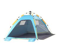 Outsunny Tenda da Spiaggia con Finestre Richiudibili e Porta a Cerniera, Tenda Istantanea in Poliestere e Fibra di Vetro, 220x173x120 cm, Blu Chiaro e Giallo