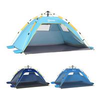 Outsunny Tenda da Spiaggia con Finestre Richiudibili e Porta a Cerniera, Tenda Istantanea in Poliestere e Fibra di Vetro, 220x173x120 cm, Blu Scuro e Giallo