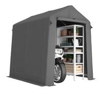 Outsunny Tenda da garage 2,3 x 1,9 m, impermeabile, con porta avvolgibile, con cerniera, ventilazione, tetto a due falde, resistente ai raggi UV, per attrezzi da giardino, moto, grigio scuro