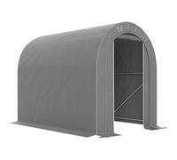 Outsunny Tenda da giardino per esterni, per attrezzi e biciclette, capannone esterno, con telaio in acciaio, portatile, impermeabile, porta arrotolabile con cerniera, 2,4 x 1,6 x 1,9 m, grigio chiaro