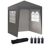 Outsunny Tenda da giardino pieghevole pop-up 2 x 2 m regolabile in altezza a 3 livelli Anti-UV 30+ 3 pareti laterali con 4 sacchi di sabbia e 1 borsa per il trasporto acciaio grigio tessuto Oxford