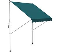 Outsunny Tenda da Sole 2x1.5m per Esterno a Rullo con Manovella, Telaio Telescopico e Angolazione Regolabile, Verde