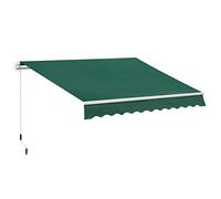Outsunny Tenda da Sole 3x2 m con Braccio Avvolgibile, Tenda Parasole da Esterno a Manovella in Alluminio e Tessuto Poliestere, Protezione UV, per Giardino, Balcone, Porte, Finestre e Terrazza, Verde