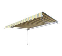 Outsunny Tenda da sole a bracci Protezione solare Manovella Balcone Alluminio Giallo Grigio 2,95 x 2,45 m Aosom Italy