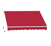 Outsunny Tenda da Sole Avvolgibile a Caduta Manuale per Porte e Finestre, in Alluminio e Poliestere Anti-UV, 295x245cm, Rosso Scuro
