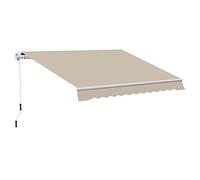 Outsunny Tenda da sole manuale con braccio snodato, 3,95 m, con manovella, per balcone, protezione solare, montaggio a parete, balcone, in alluminio bianco+beige, 395 x 245 cm