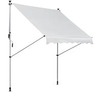 Outsunny Tenda da Sole per Esterno 2x1.5 m per Esterno a Rullo con Manovella, Telaio Telescopico e Angolazione Regolabile, Bianco