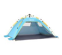 Outsunny Tenda da Spiaggia con Finestre Richiudibili e Porta a Cerniera, Tenda Istantanea in Poliestere e Fibra di Vetro, 220x173x120 cm, Blu Chiaro e Giallo
