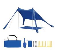 Outsunny Tenda da Spiaggia per 2-4 Persone, Tenda Mare con Tappetino e Pala, Protezione Solare UPF50+, Pali in Alluminio e Picchetti, Resistente al Vento, 200x208x200 cm, Blu