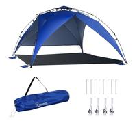 Outsunny Tenda da Spiaggia Pop Up per 4 Persone con Corde e Paletti Blu