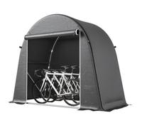 Outsunny Tenda Garage per Biciclette da Esterno Impermeabile 245x120x200 cm Capanno da Giardino con Ingresso con Zip per Attrezzi in Metallo Zincato e Tessuto PE Grigio Scuro
