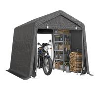 Outsunny Tendone Garage all'Aperto 2.8x2.4m per Moto e Biciclette, Casetta da Giardino per Attrezzi in Metallo e Tessuto PE, Grigio