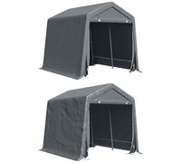 Outsunny Garage Moto per Esterno 2.4x2m, Tenda Garage per Attrezzi in Metallo e Tessuto PE, per Moto e Biciclette, Grigio Scuro