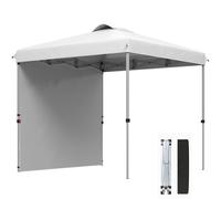 Outsunny Tenda Pieghevole 2,5x2,5m Gazebo da Giardino con 1 Parete Laterale Altezza Regolabile in 3 Livelli Anti-UV Impermeabile e Sacco di Sabbia Gazebo per Campeggio all'Aperto Party Bianco