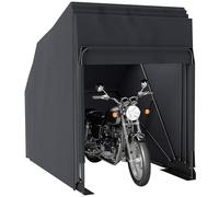 Outsunny Tenda pieghevole per moto da esterno 345 x 135 x 191 cm con copertura protettiva in tessuto Oxford, impermeabile ai raggi UV, 2 finestre avvolgibili, deposito per garage all'aperto, nero