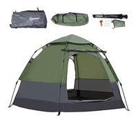 Outsunny tenda pop up da campeggio 3-4 pers. tenda a cupola impermeabile leggera ventilata facile da montare 2 grandi porte dim. 2,6L x 2,6l x 1,5H m fibra di vetro poliestere oxford verde grigio