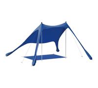Outsunny Tenda Spiaggia 2-4 Persone con Tappetino, Paletta, Blu