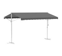 Outsunny Tendalino Doppia Pendenza 4 x 3 m Manuale retrattile Tetto inclinabile metallo epossidico Bianco poliestere impermeabile Anti-UV Grigio