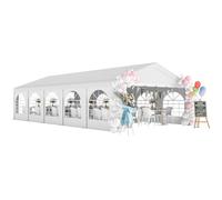 Outsunny Tendone per Feste 10x5 m con 10 Pareti Laterali Rimovibili, Gazebo da Giardino a 5 Stanze con Porte a Cerniera e Finestre, Gazebo da Esterno per Matrimoni Eventi Raduni, UV 30+, Bianco