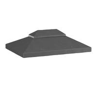Outsunny Tessuto di ricambio per gazebo 4 x 3 m, doppio tetto con fori di drenaggio, poliestere ad alta densità 370 g/m², protezione solare UPF30+, SOLO SUPERFICIE INCLUSA, grigio scuro