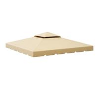 Outsunny Tetto di Ricambio per Gazebo 3x3 m a 2 Livelli da Giardino, Telo Gazebo 3x3 Resistente all'Acqua in Poliestere 170g/㎡ con 8 Fori di Drenaggio, Solo Copertura, Beige