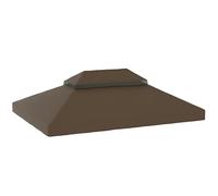 Outsunny Tetto di Ricambio per Gazebo 4x3 m a 2 Livelli da Giardino, Telo Gazebo Resistente all'Acqua in Tessuto Oxford 370g/㎡ Anti-UV 30+ con Fori di Drenaggio, Caffè