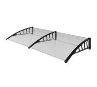 Outsunny Pensilina Tettoia da Esterno 200x96cm, Tettoia per Esterno Staffe in Policarbonato e Barre in Alluminio, per Balcone Finestre e Porte, Nero e Trasparente