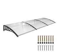 Outsunny Tettoia per Esterni Curva 90x295x23.5 cm Nero e Trasparente | Viti e Bulloni Inclusi, Pensilina, Policarbonato, PP e Alluminio