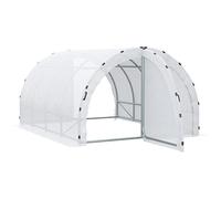 Outsunny Serra da Giardino Tunnel Superficie Terra 12 m² 4L x 3l x 2H m Struttura Tubolare Rinforzata 25 mm Doppia Porta con maniglie Bianco